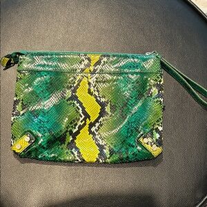 Club Monaco Green Snakeskin Clutch